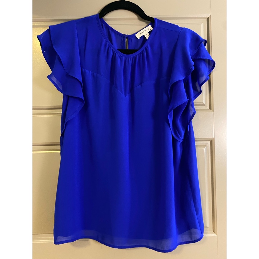 Monteau, size medium, cobalt blue chiffon blouse